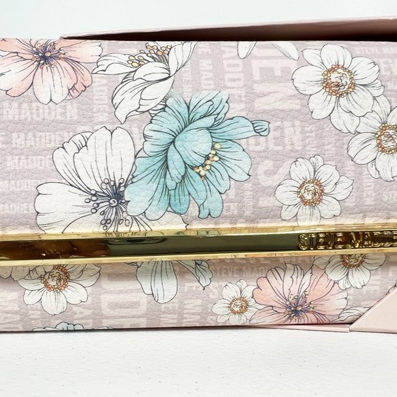 STEVE MADDEN Blush Floral Multi Logo Bar Trifold Wallet Wristlet NEW WITH TAG!!! - Picture 16 of 16